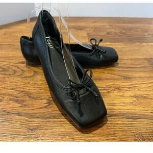 Franco Sarto Women's Imara Square Toe Leather Ballet Flats Black Size 7.5 – NWOB